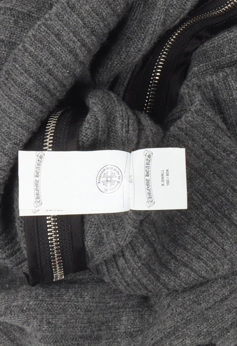 Cross Patch Zipper Detail Turtleneck Cashmere Sweater