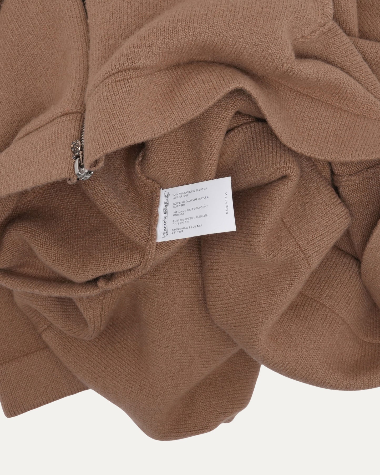 Cross Patch Cashmere Zip Up Hoodie