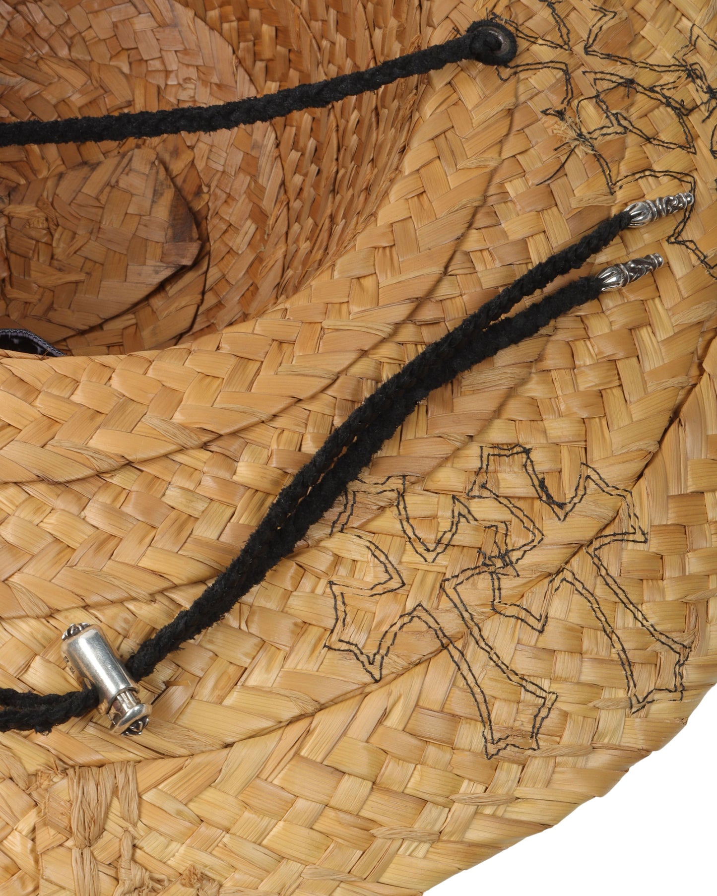 Cross Patch Silver Embellished Straw Hat