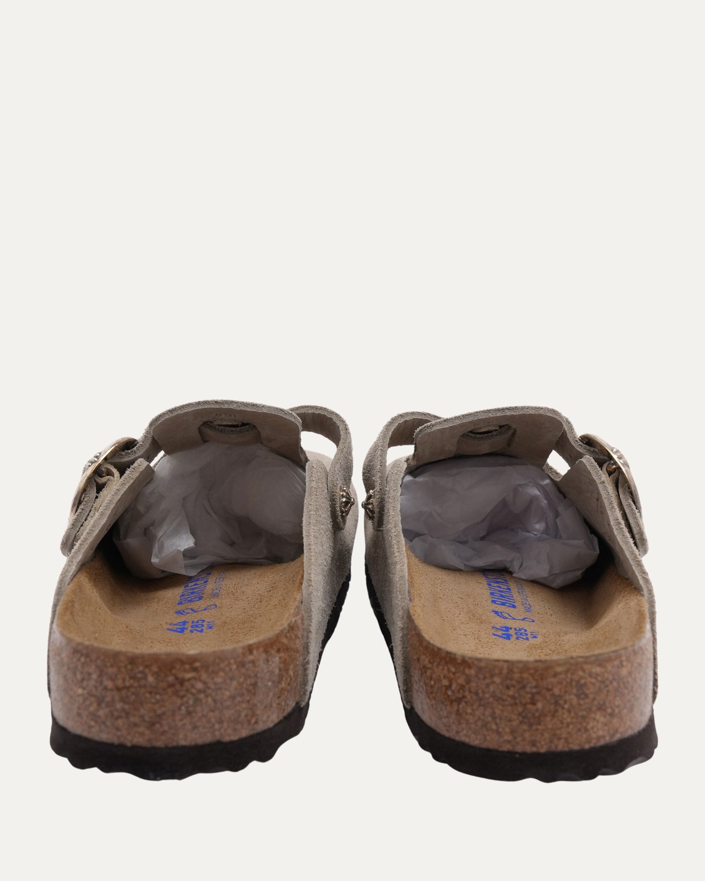 Cross Embellished Birkenstock Boston Suede Mule