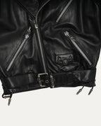 Silver Embellished Cross Patch JJ Dean Leather Jacket