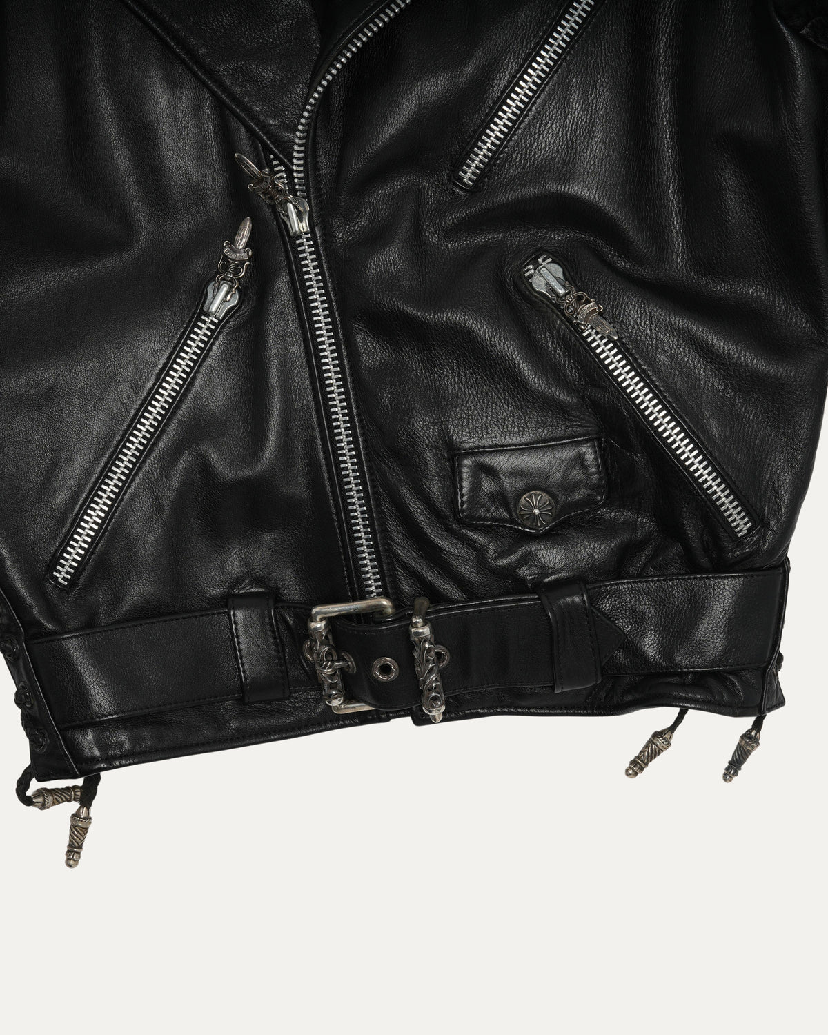 Silver Embellished Cross Patch JJ Dean Leather Jacket