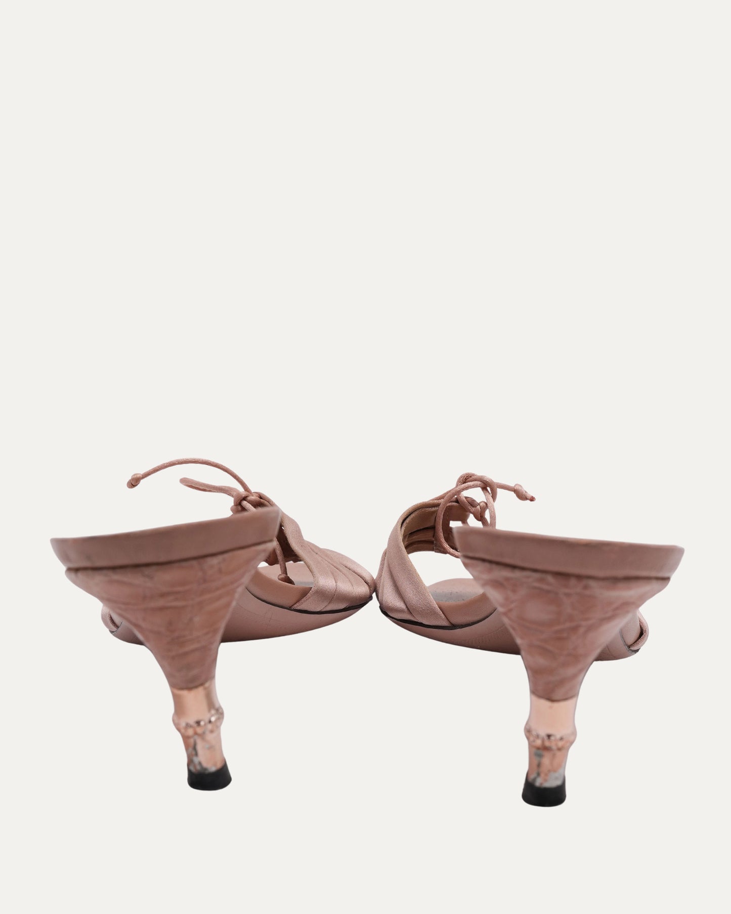 Satin Kitten Heel With Bamboo Detail