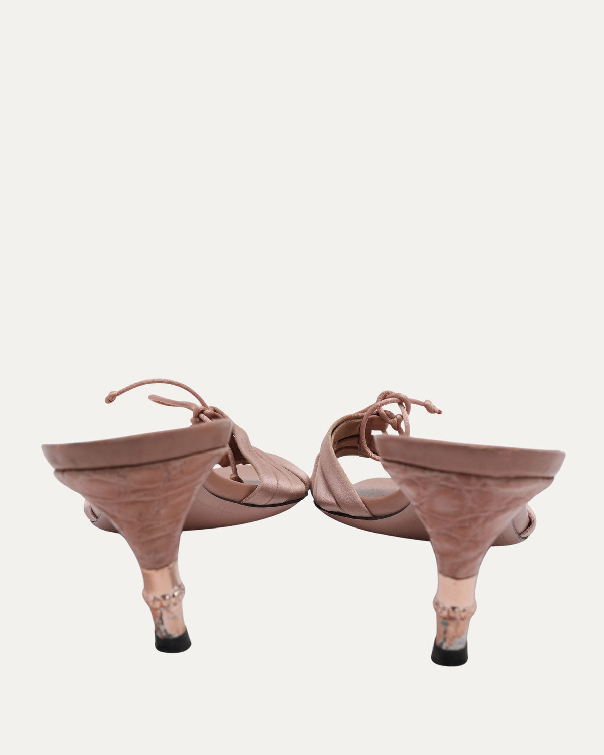 Satin Kitten Heel With Bamboo Detail