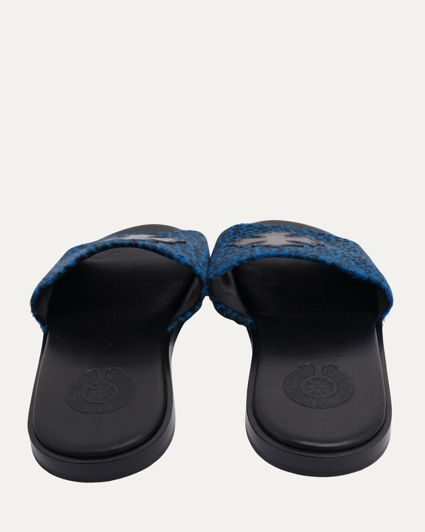 Plus Cross Patch Leopard Slides