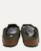 Dagger Embellished Birkenstock Boston Shearling Lined Suede Mule