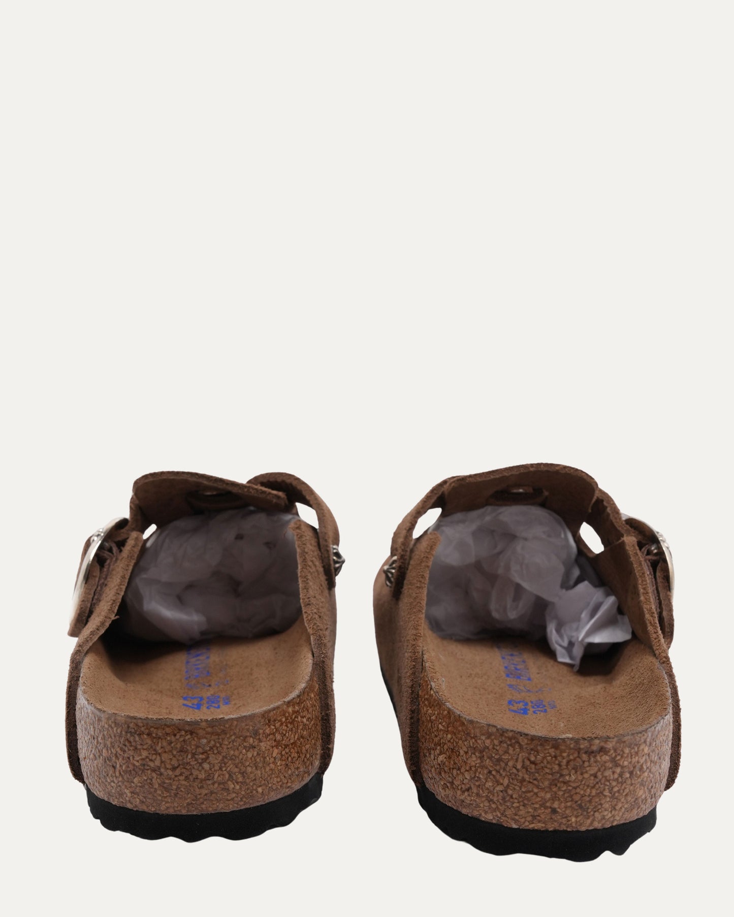 Cross Embellished Birkenstock Boston Suede Mule