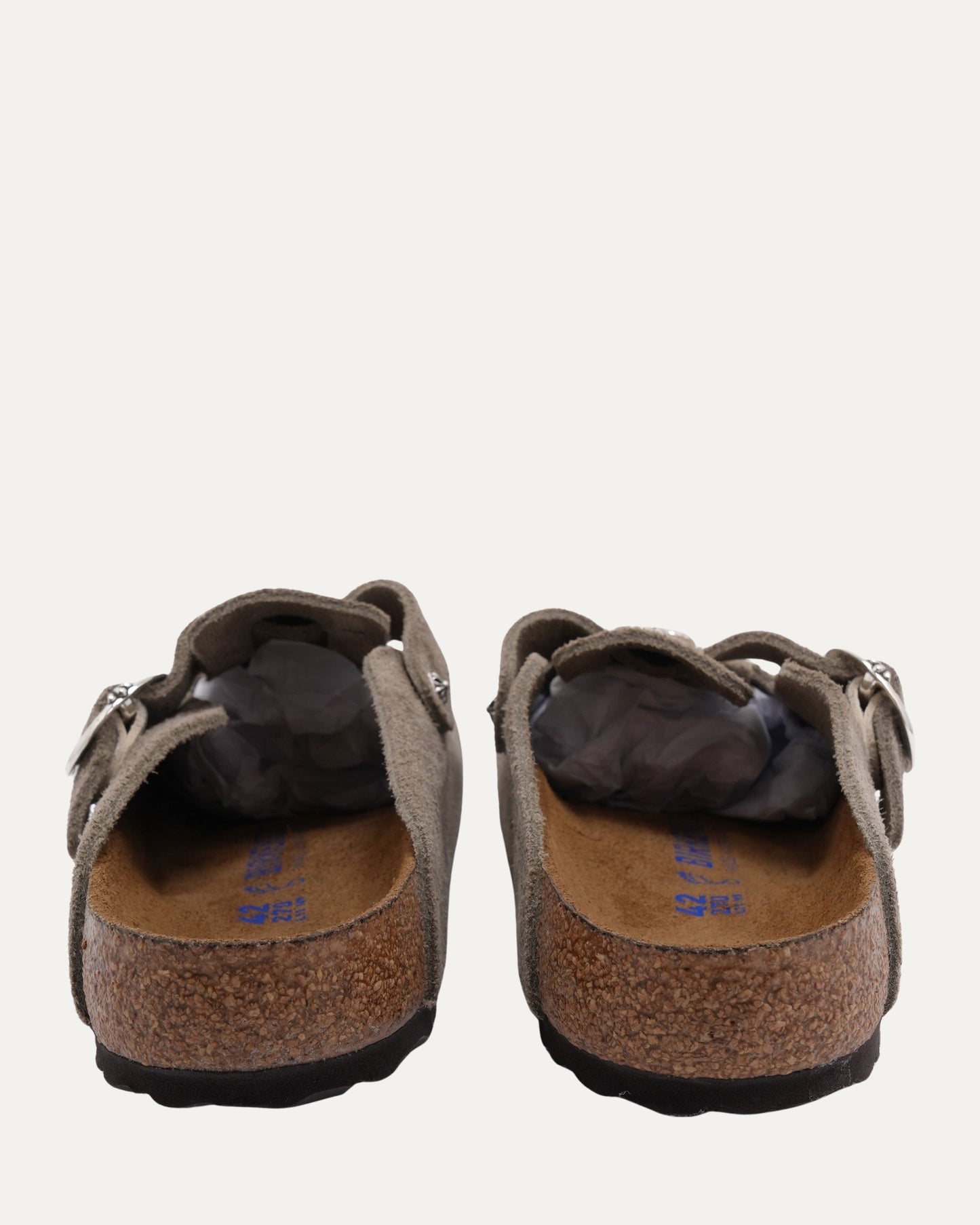 Cross Embellished Birkenstock Boston Suede Mule