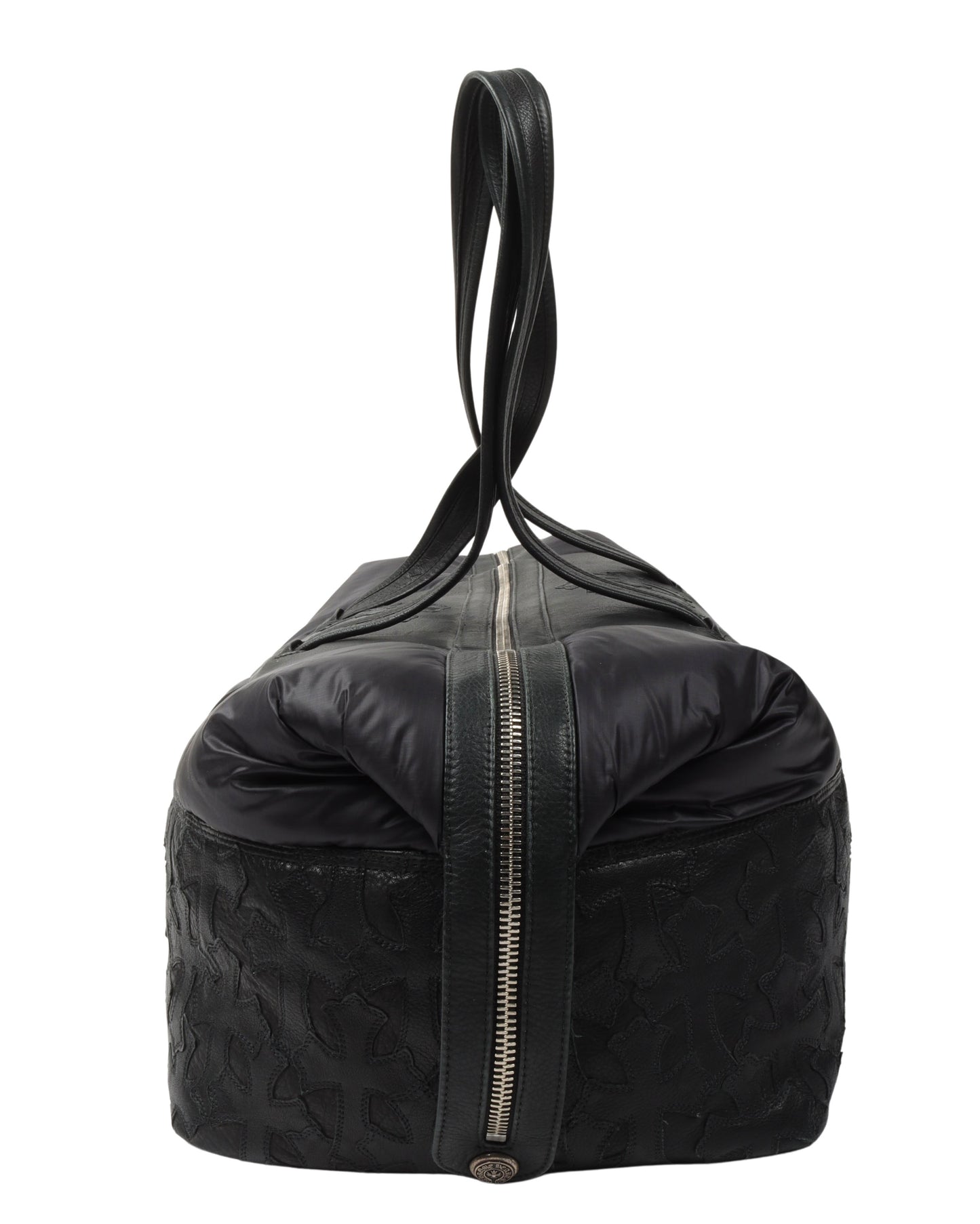 Nylon & Leather Cross Patch Duffel Bag