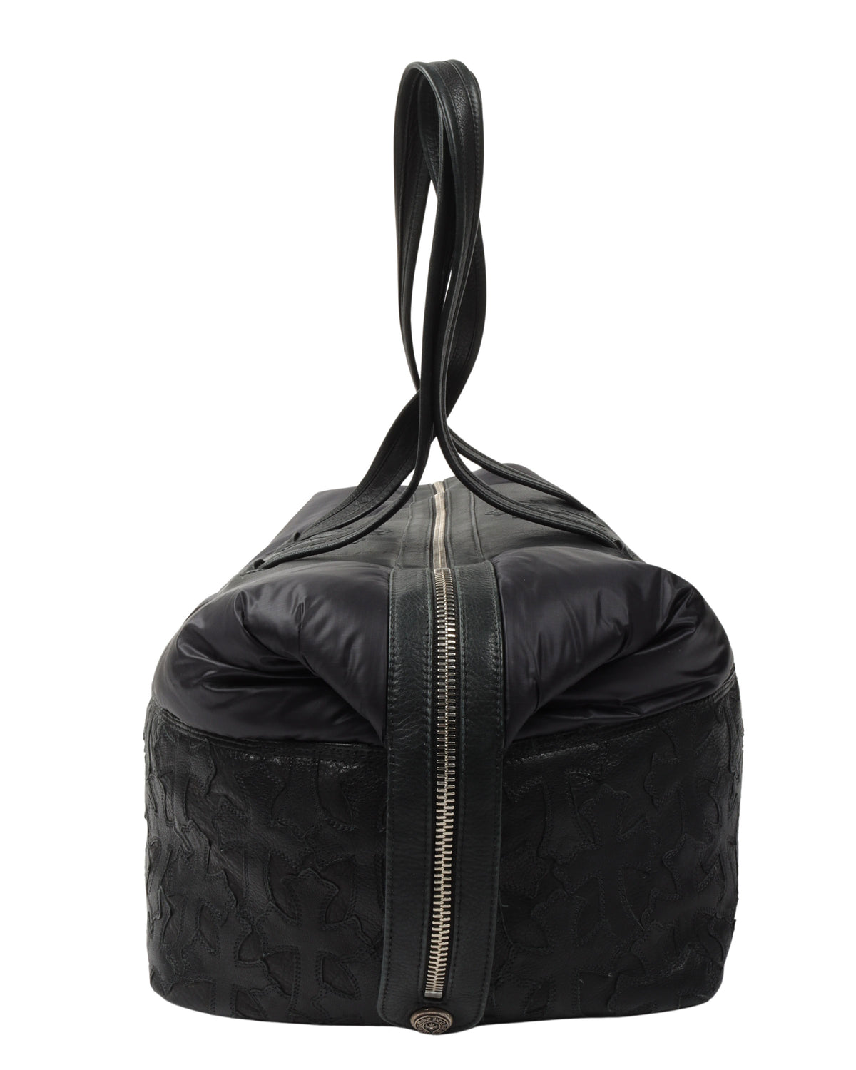 Nylon & Leather Cross Patch Duffel Bag