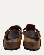 Cross Embellished Birkenstock Boston Suede Mule