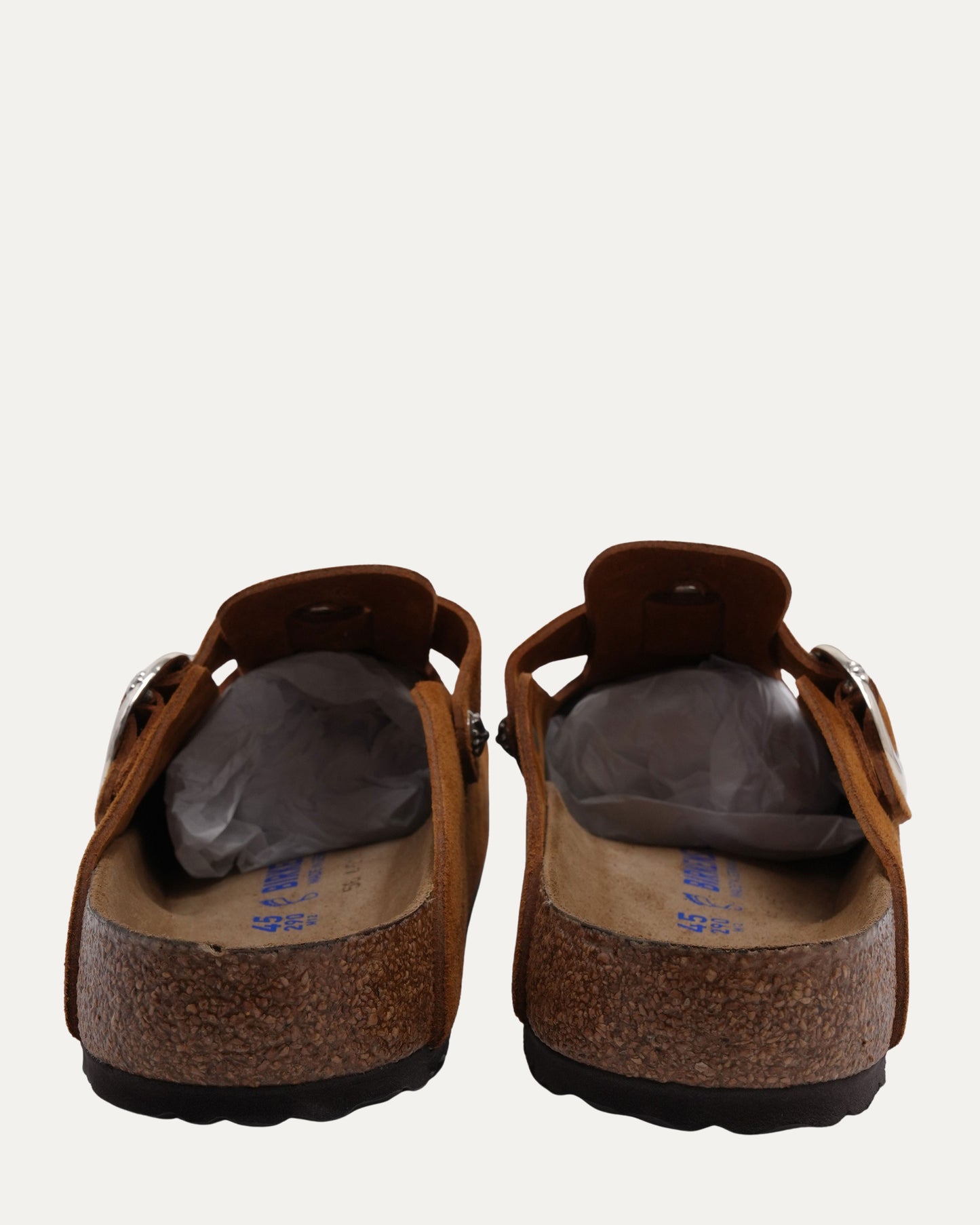 Cross Embellished Birkenstock Boston Suede Mule