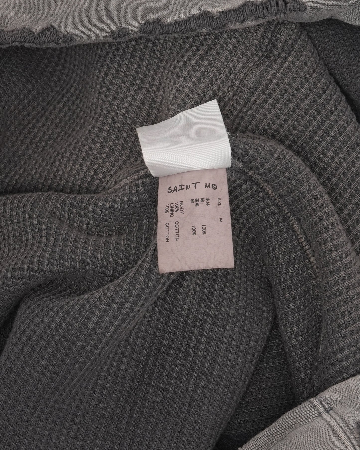 Distressed Thermal Lined Zip Up Hoodie