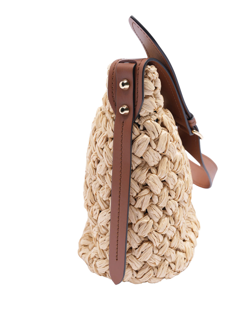 Raffia City Calf Bucket Bag