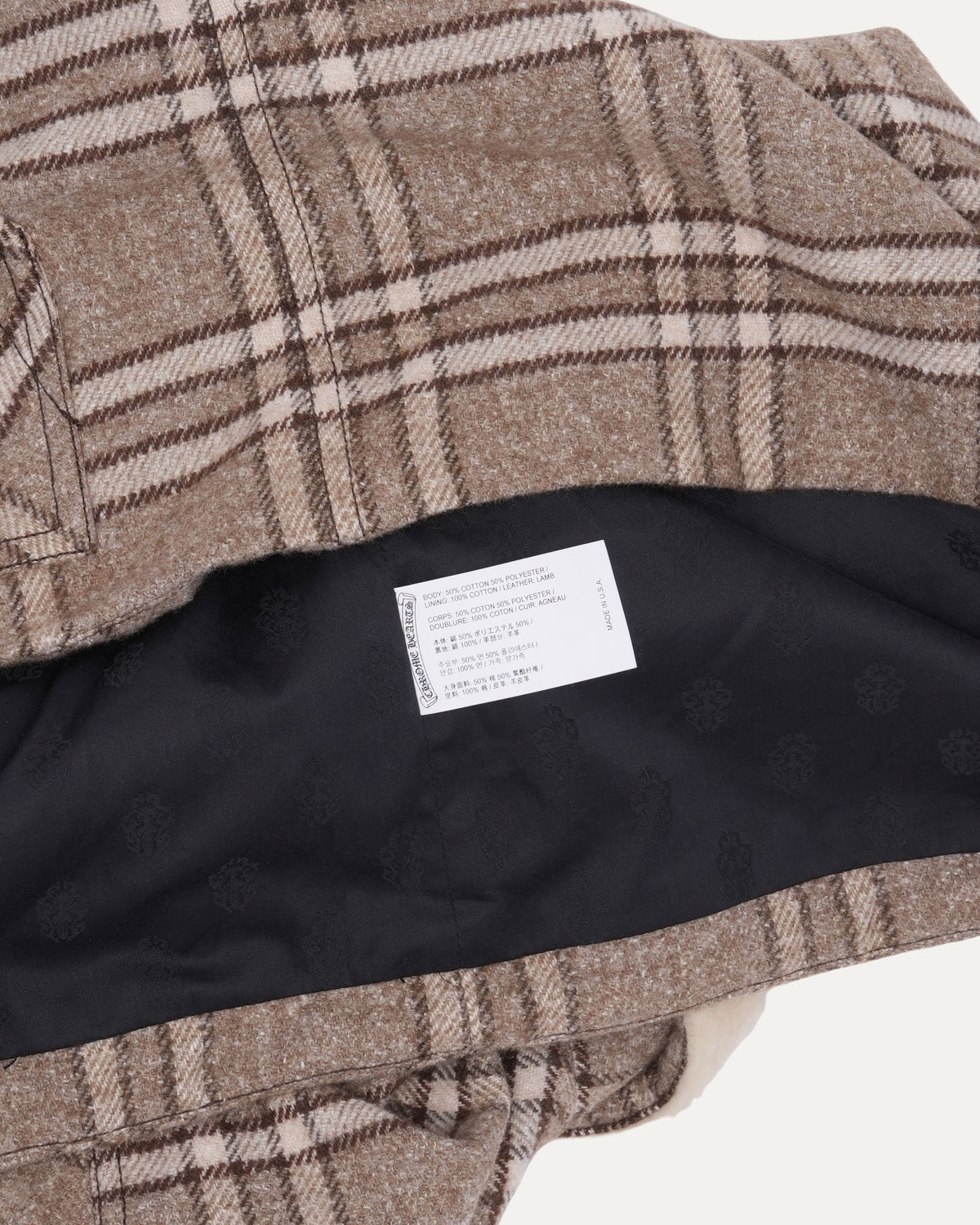 Shearling Collar Zip Up Flannel Jacket