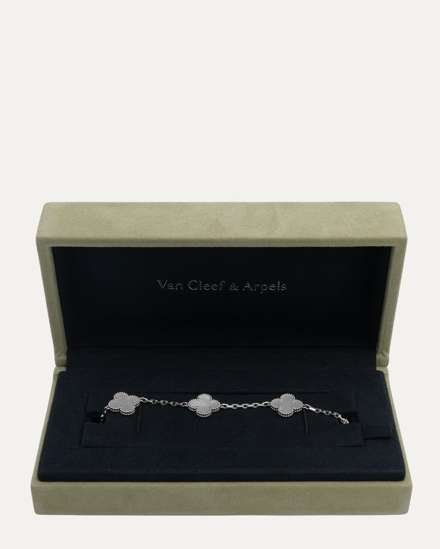 White Gold Mother of Pearl Vintage Alhambra Bracelet