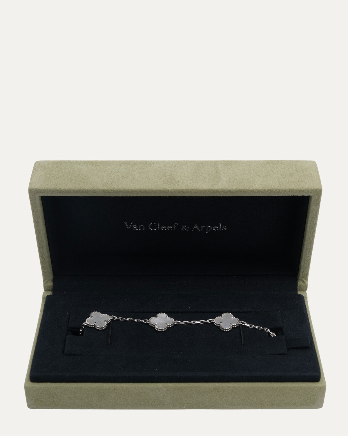 White Gold Mother of Pearl Vintage Alhambra Bracelet