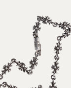 Pink Sapphire Filigree Cross on Tiny E Chain Necklace