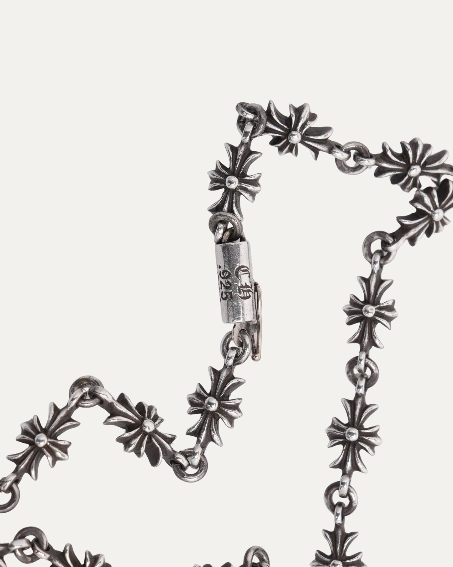 Pink Sapphire Filigree Cross on Tiny E Chain Necklace