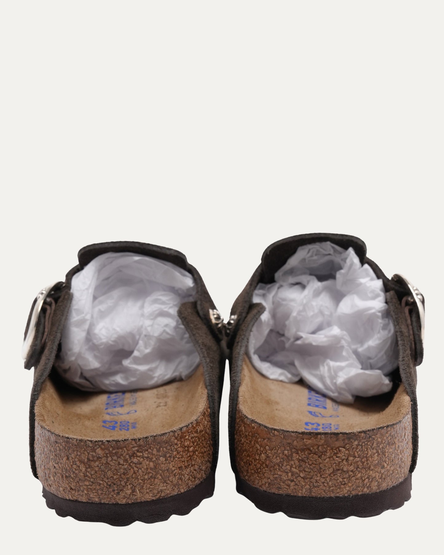 Cross Embellished Birkenstock Boston Suede Mule