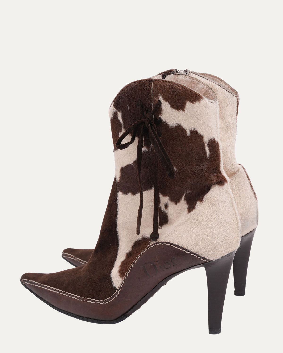 John Galliano Calf Hair Logo Boots