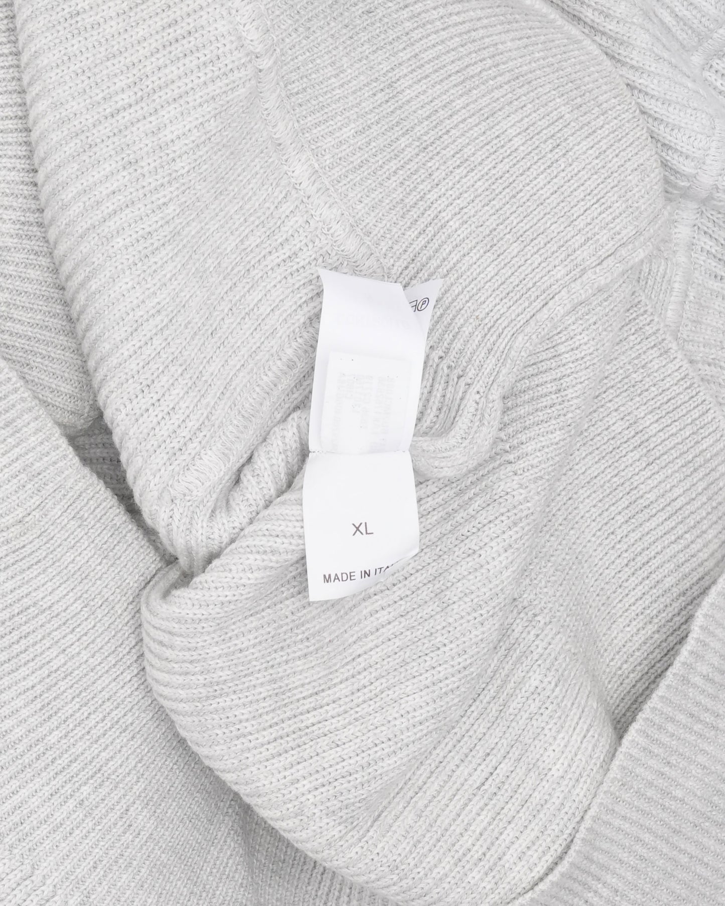 Logo Embroidered Ribbed Cashmere Zip Up Knit Hoodie