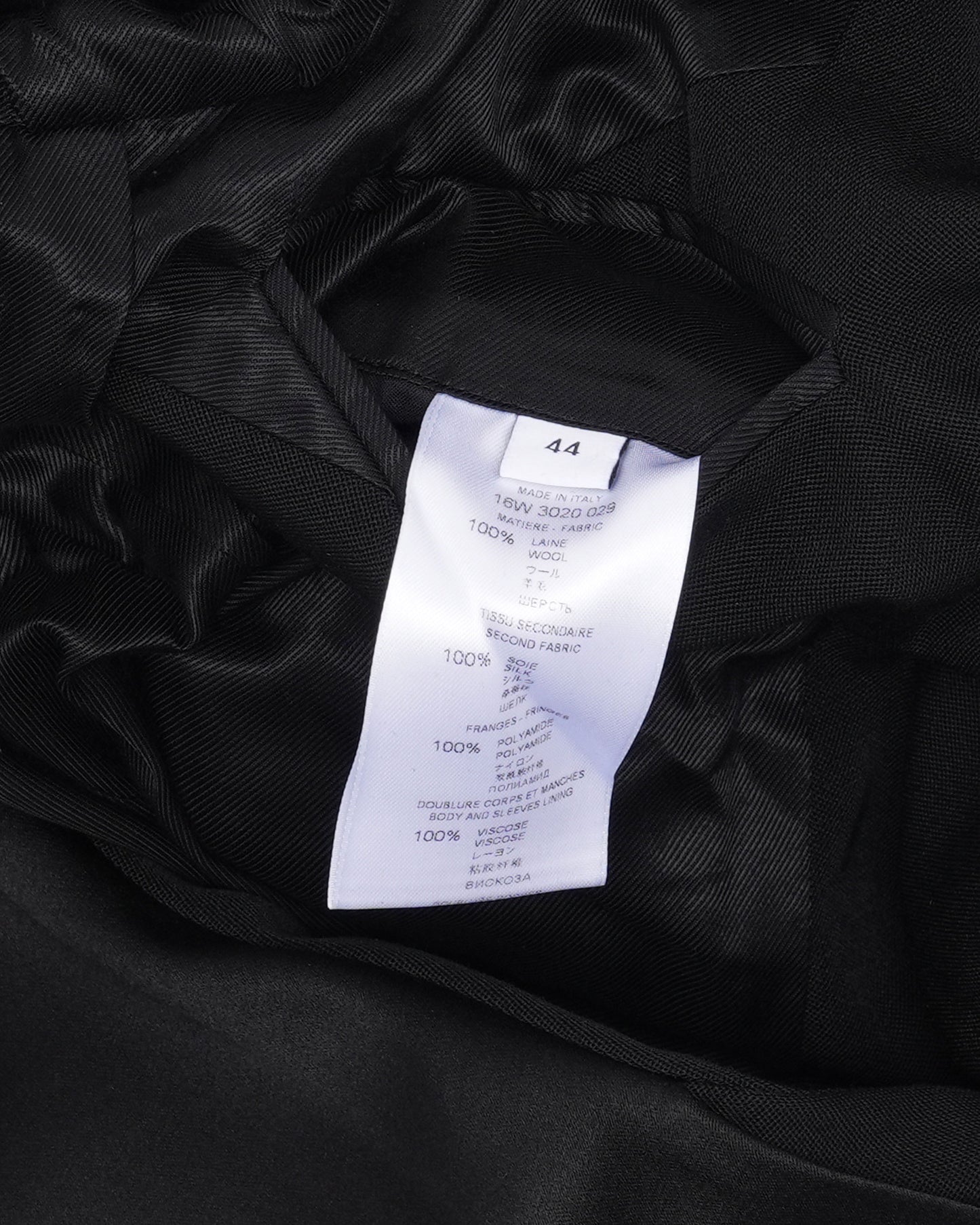 Wool & Silk Satin Fringed Shawl Collar Blazer