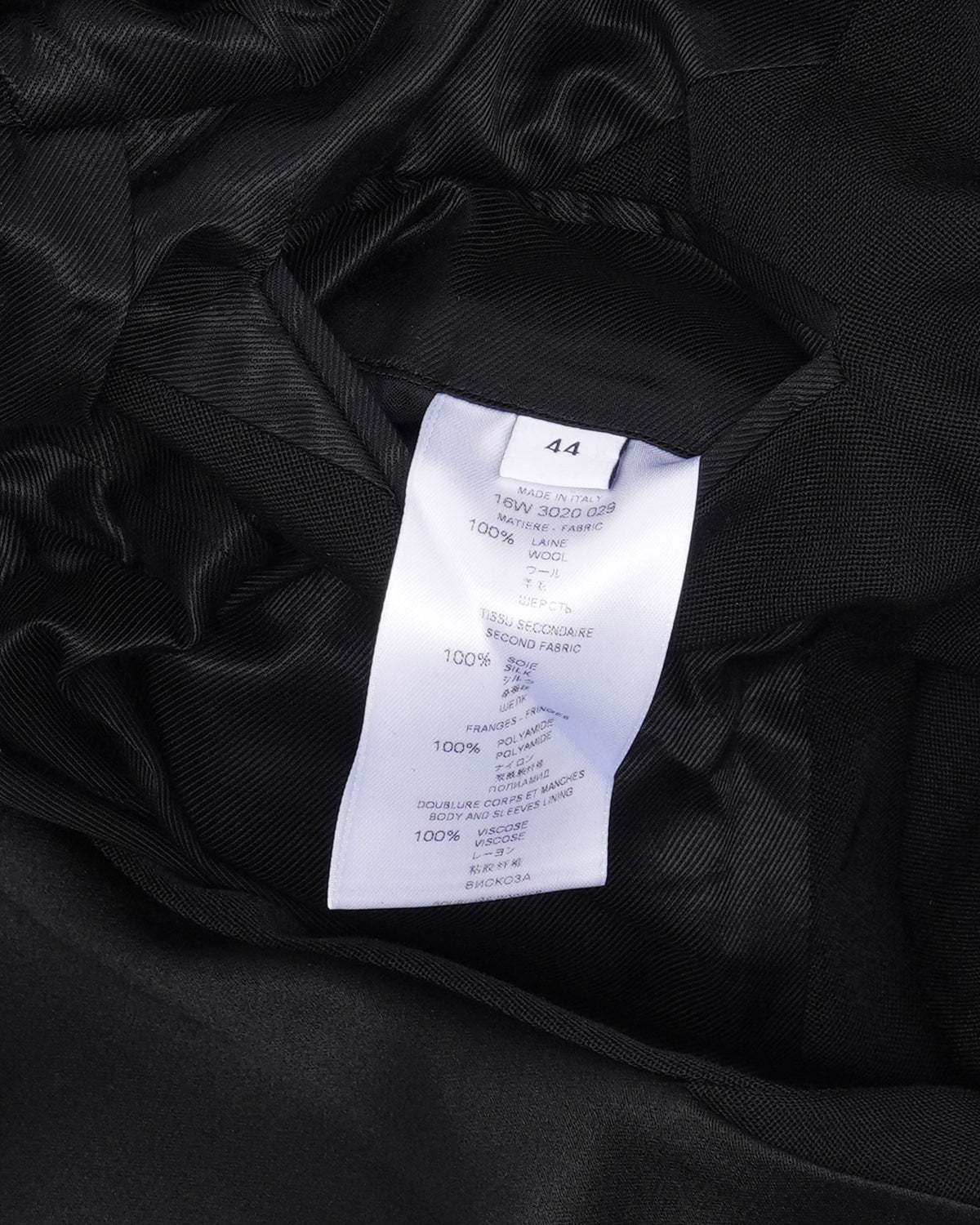 Wool & Silk Satin Fringed Shawl Collar Blazer