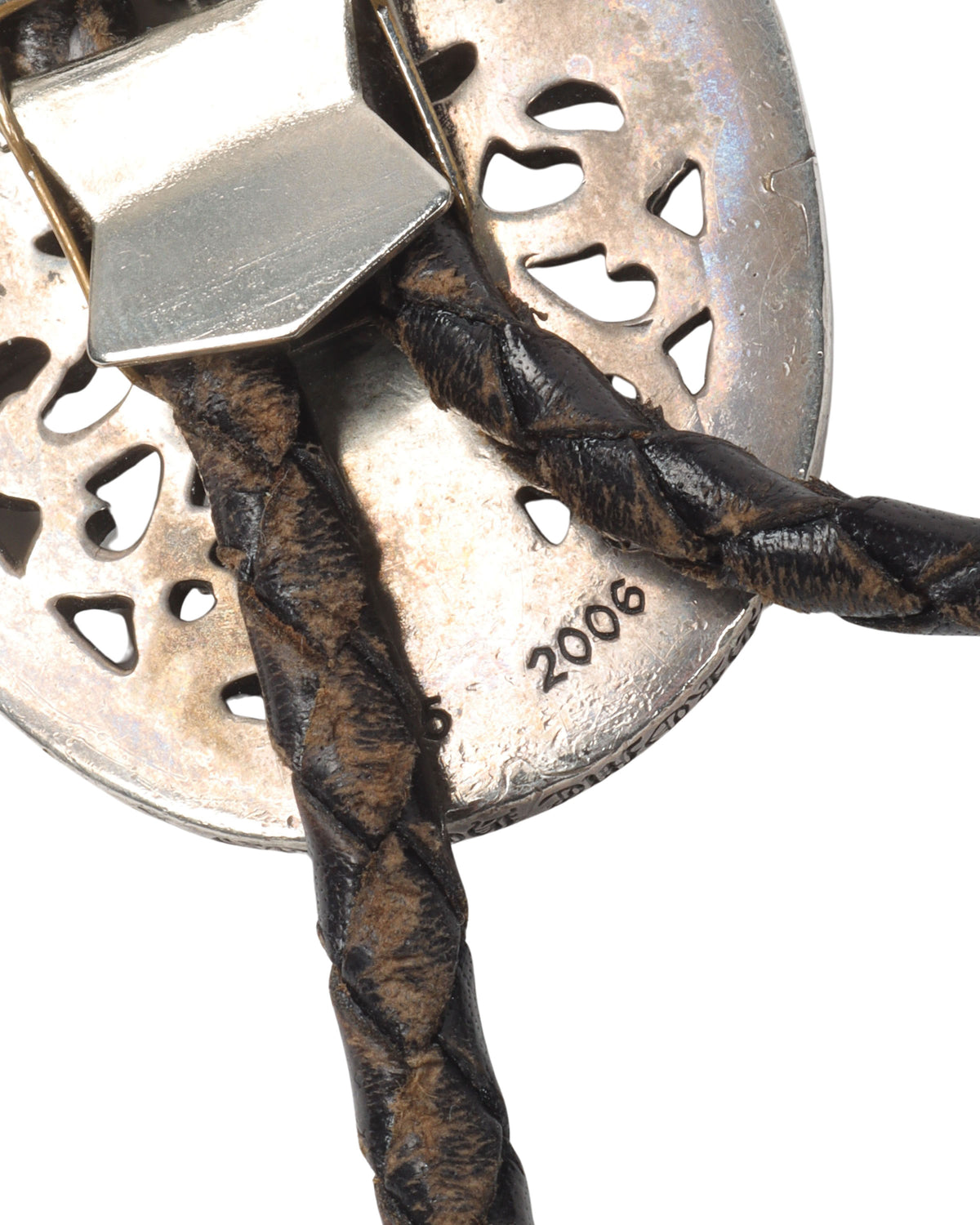 Oval Cross Braided Leather Bolo Tie