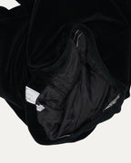 Padded Jacquard Collarless Jacket with Velour Skirt