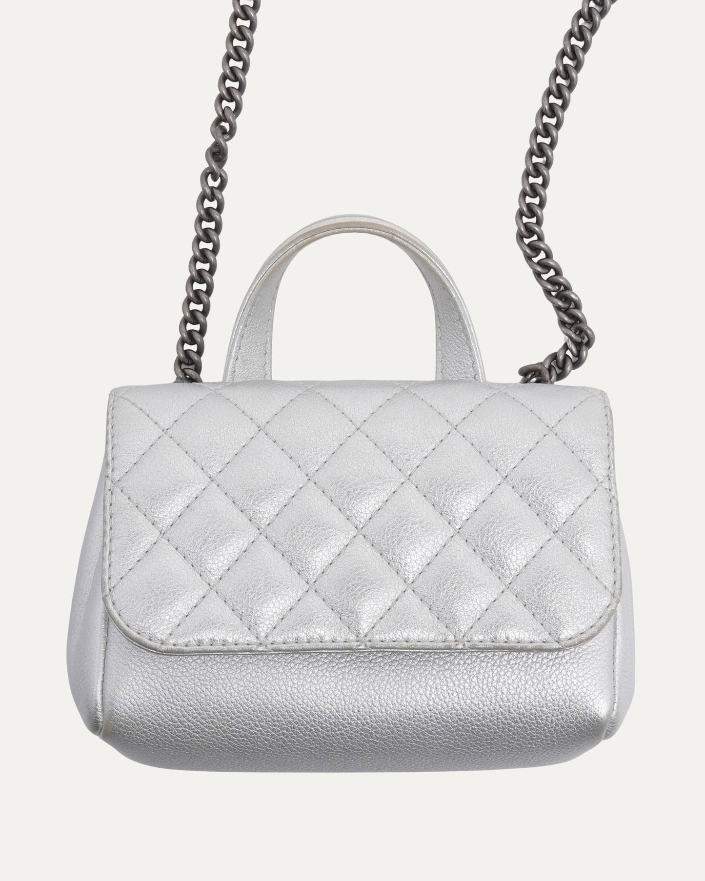 Metallic Caviar Quilted Mini Coco Handle Bag