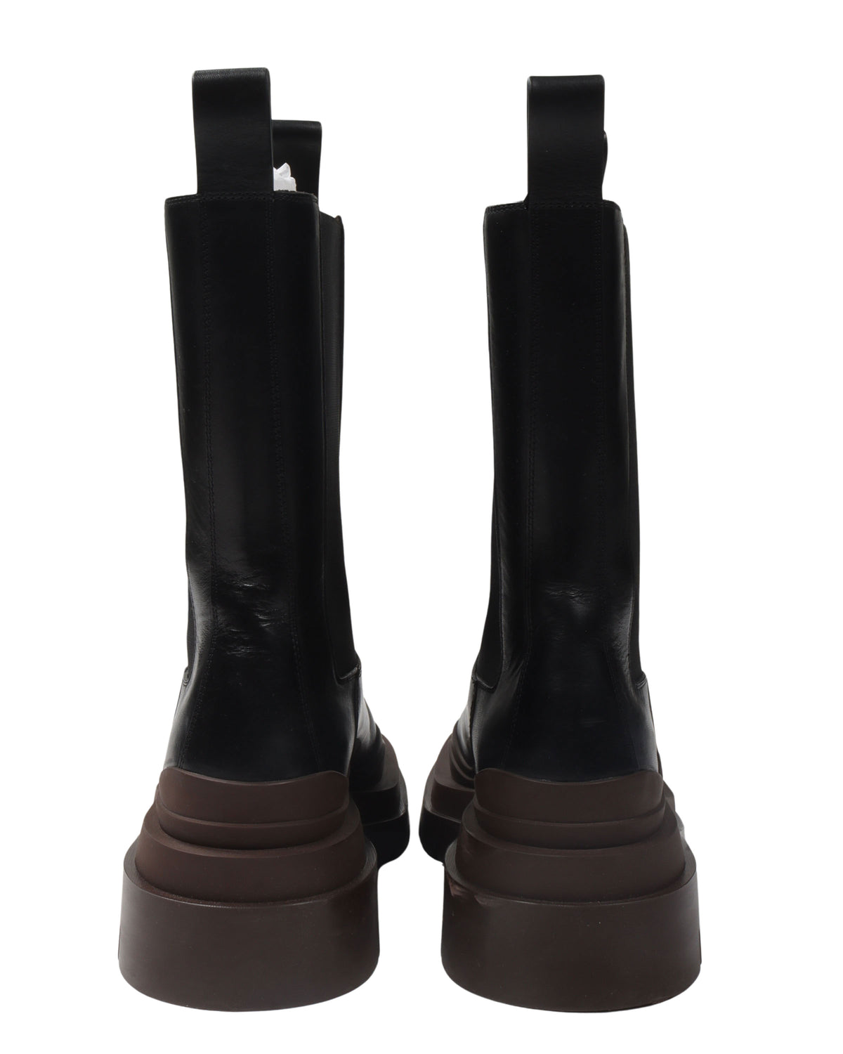 Leather Contrast Sole Tire Boots