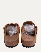 Cross Embellished Birkenstock Boston Suede Mule