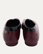Crocodile Embossed Square Toe Ballet Flats