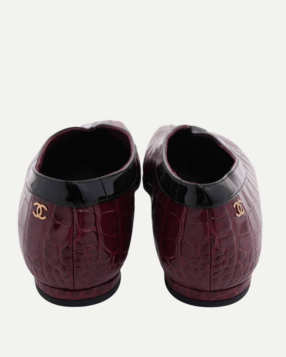 Crocodile Embossed Square Toe Ballet Flats