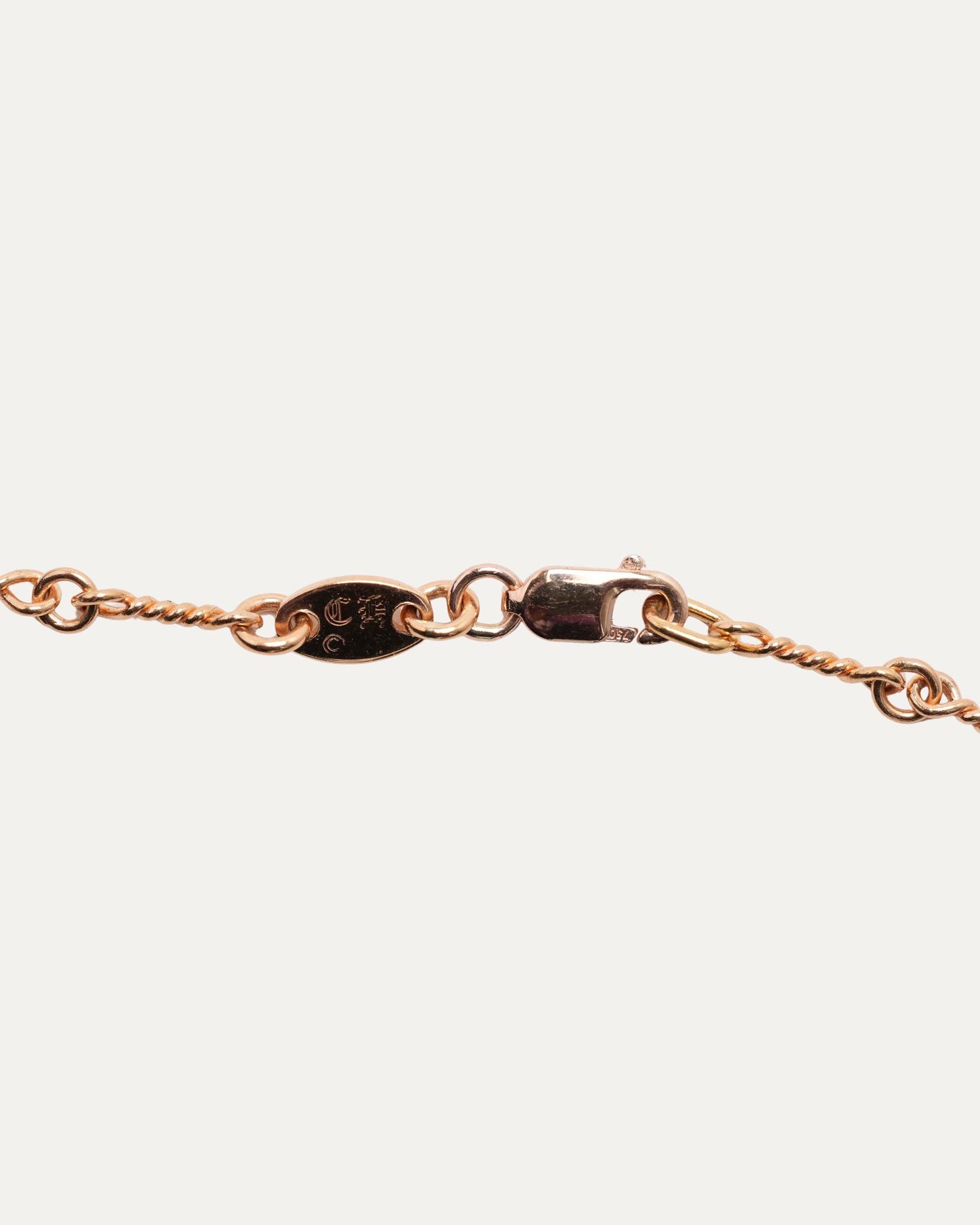 Gold Diamond Safety Pin Twist Chain Necklace