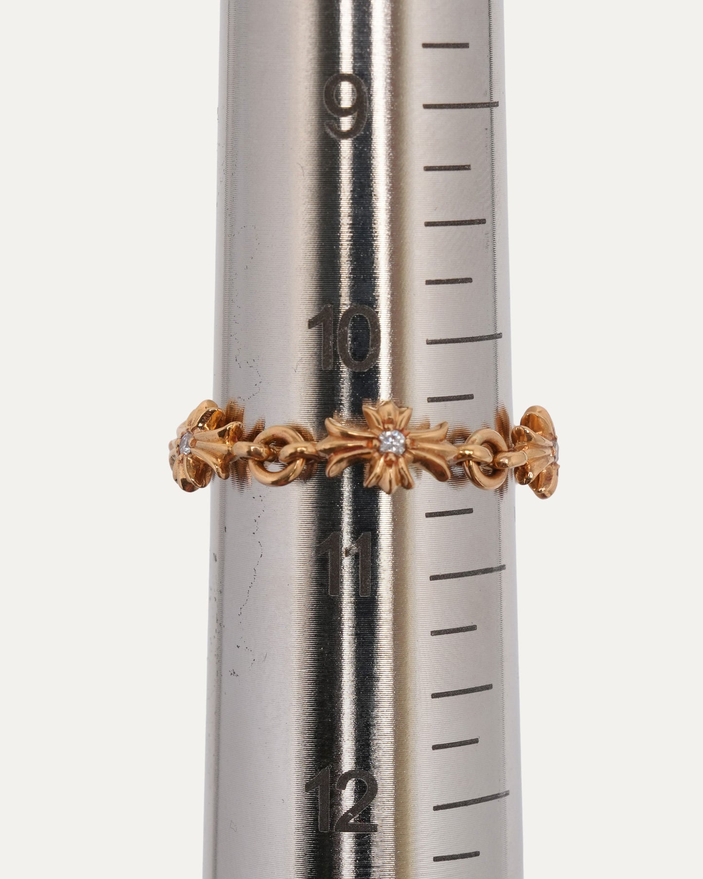 Gold and Diamond Tiny E Ring