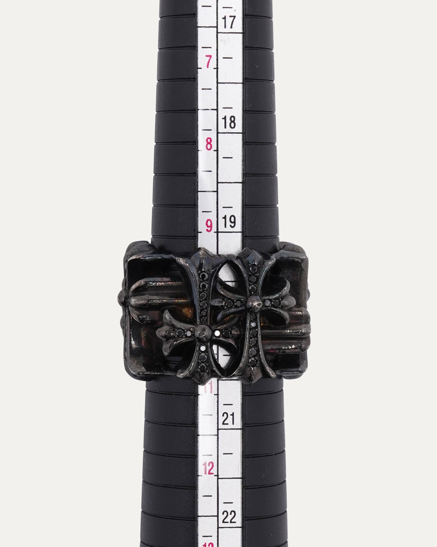 Black Diamond Rhodium Cemetery Cross Box Ring