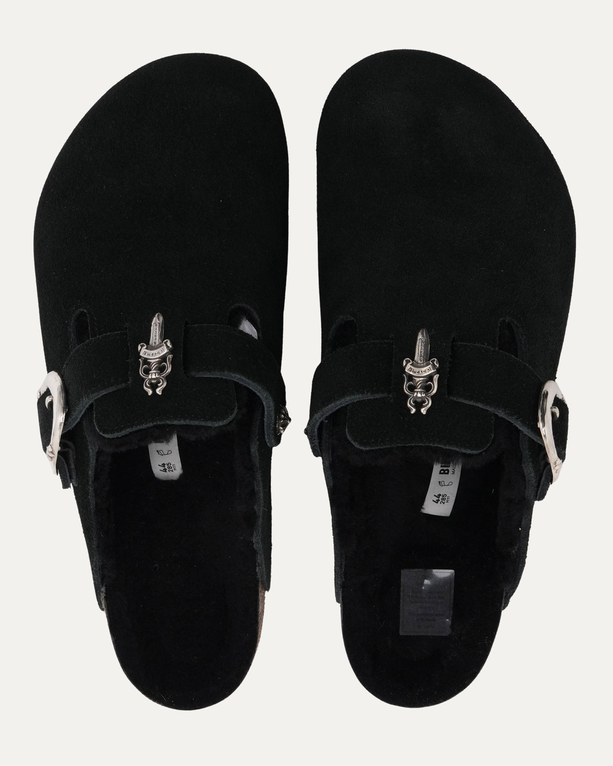 Dagger Embellished Birkenstock Boston Shearling Lined Suede Mule