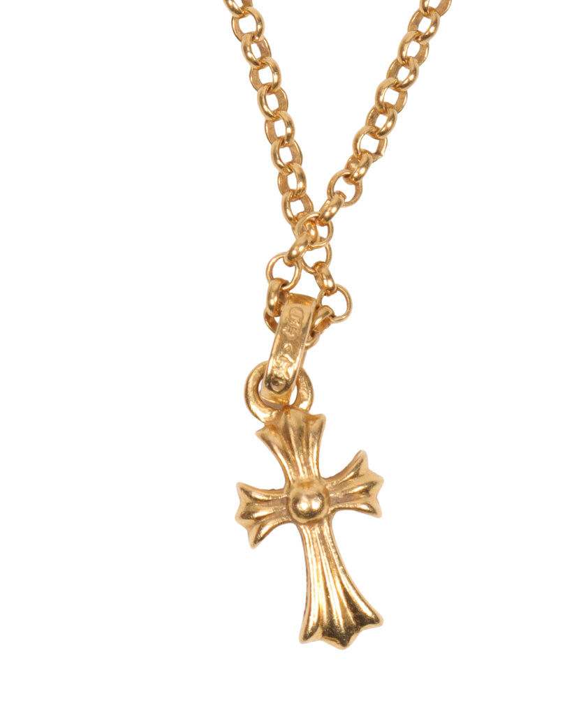 22k Gold Diamond Cross Pendant w/ Gold Chain