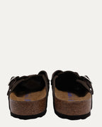Cross Embellished Birkenstock Boston Suede Mule