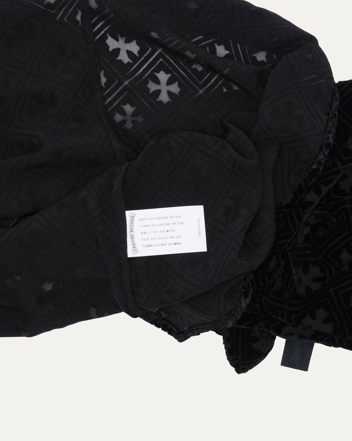 Silk Blend Velvet Burnout Hollow Cross Shirt