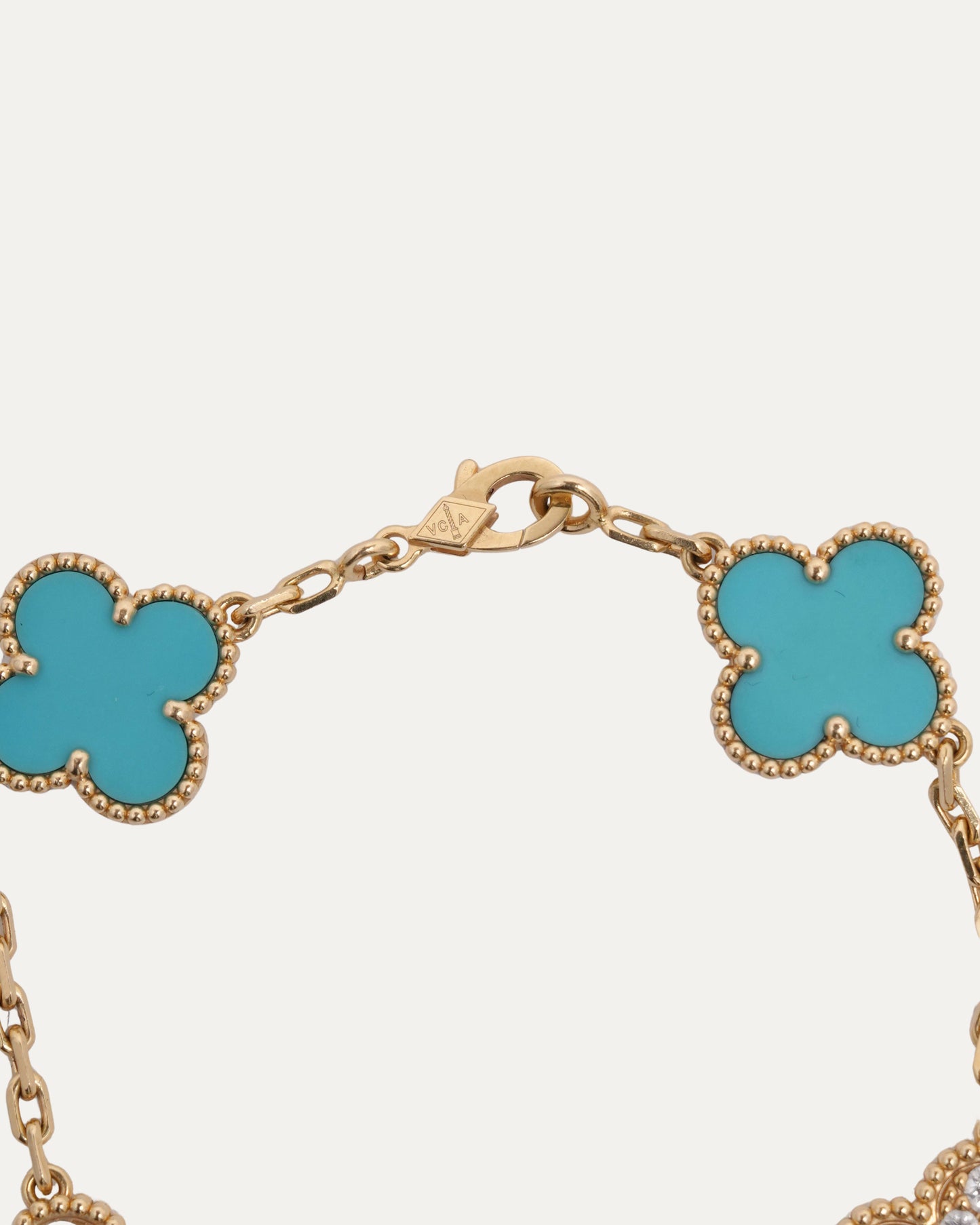 Gold Diamond Turquoise Vintage Alhambra Bracelet
