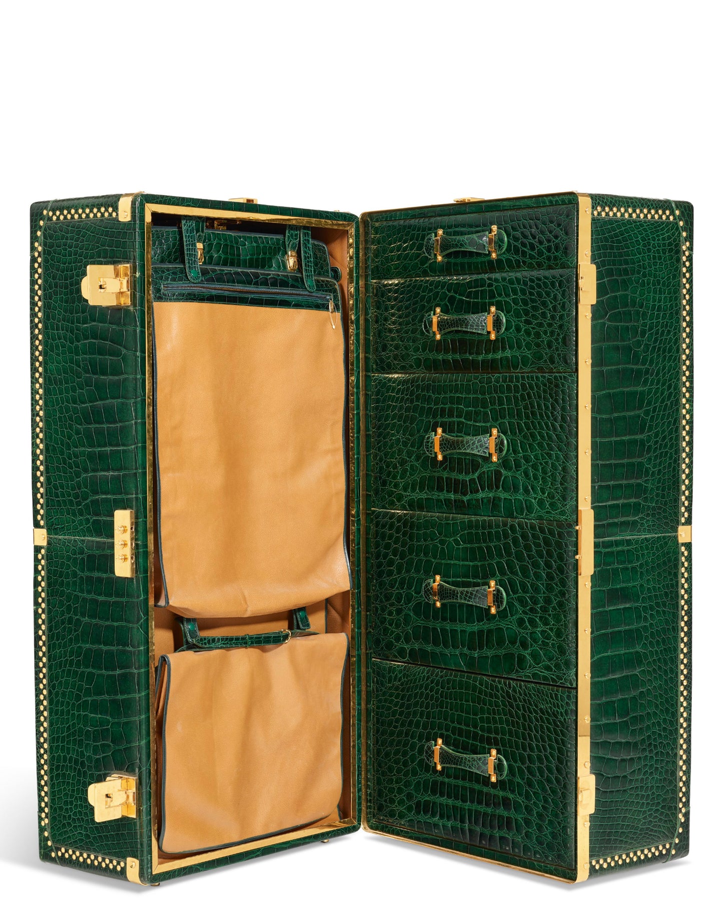 Crocodile Steamer Trunk w/ Gold Hardware