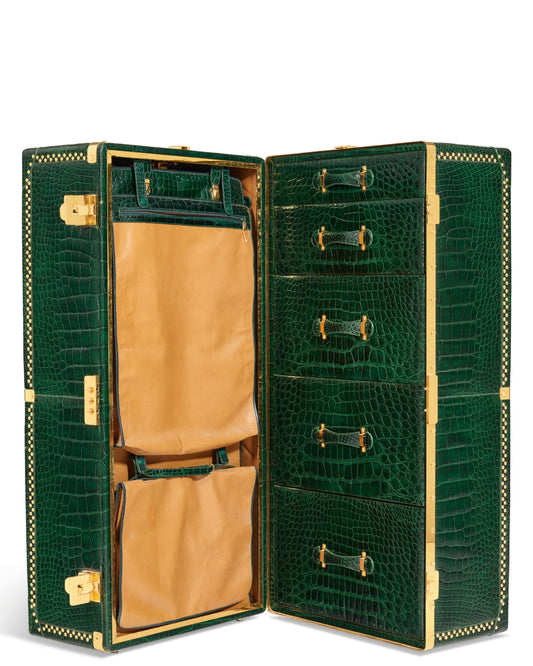 Crocodile Steamer Trunk w/ Gold Hardware