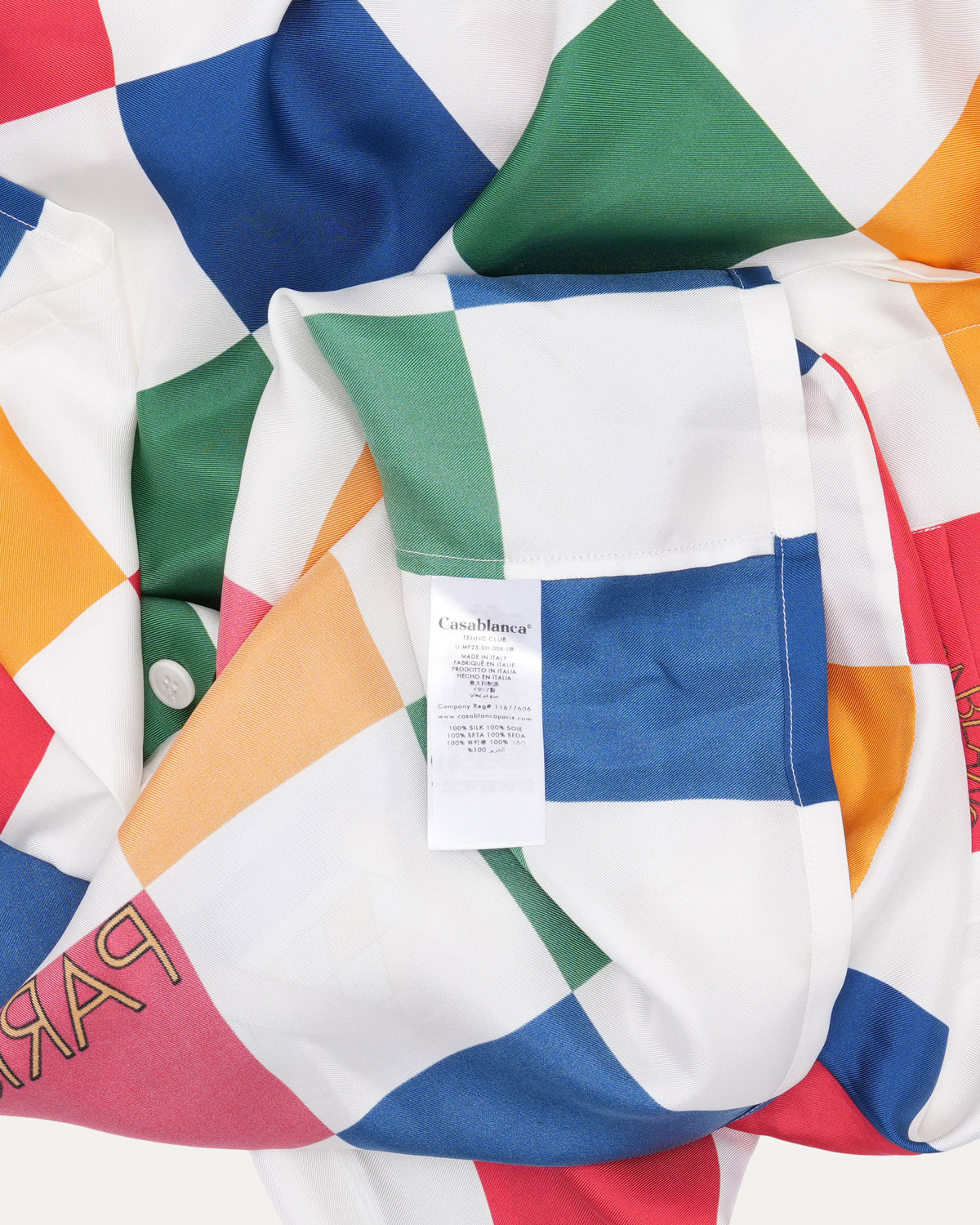 Multicolor Checkerboard Pattern Silk Shirt