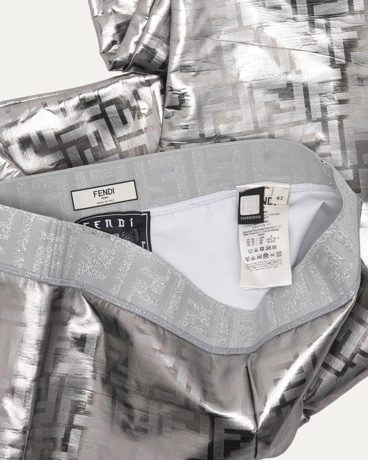Silver Metallic Monogram Pants