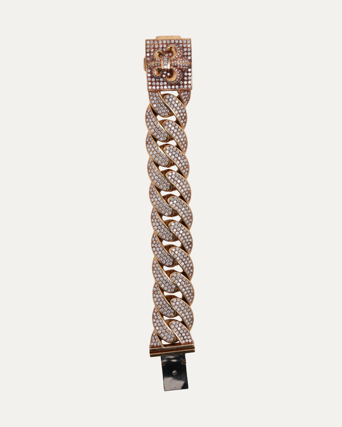 Gold Diamond XL Fleur Box ID Bracelet