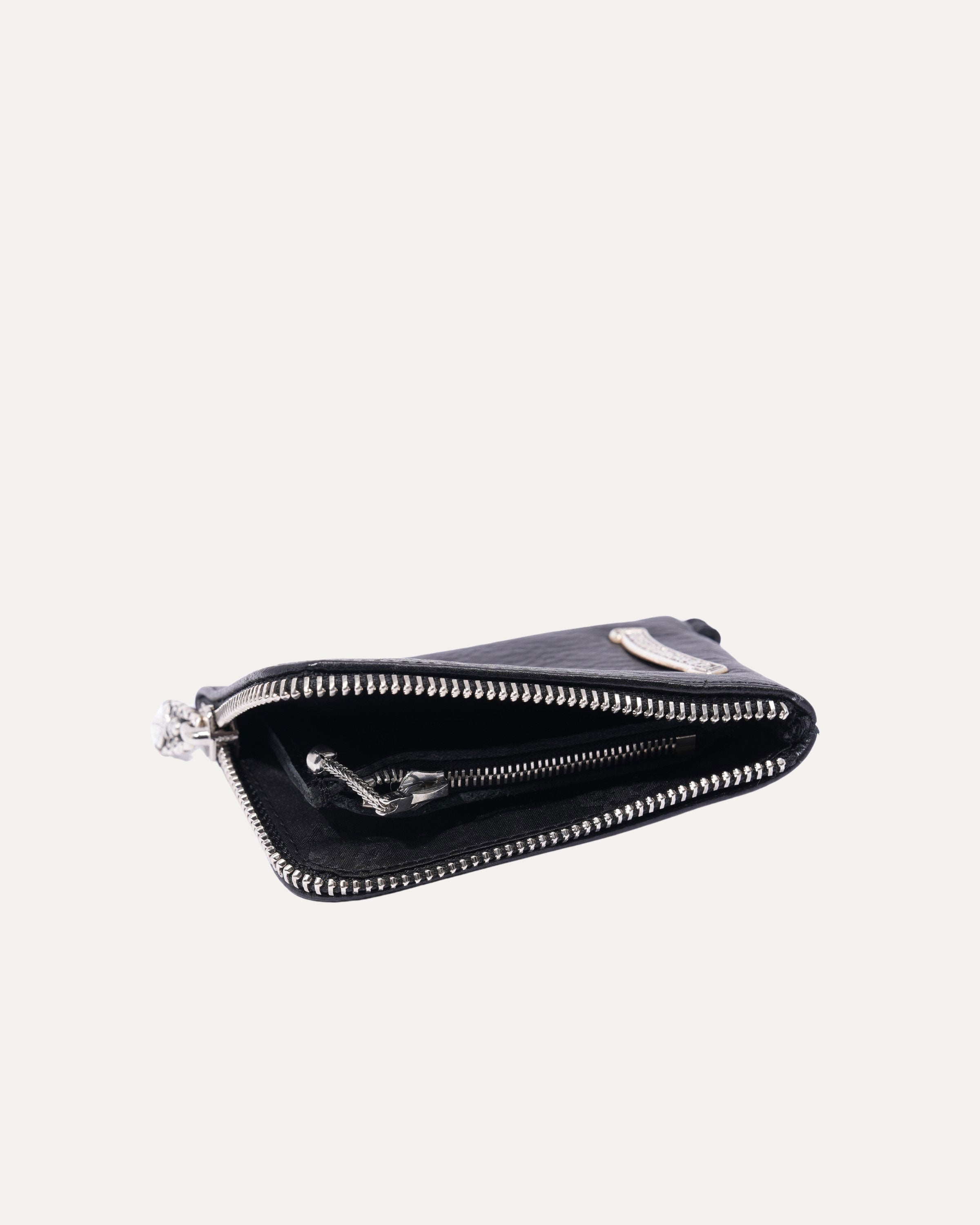 Leather Cross Patch Zip Wallet