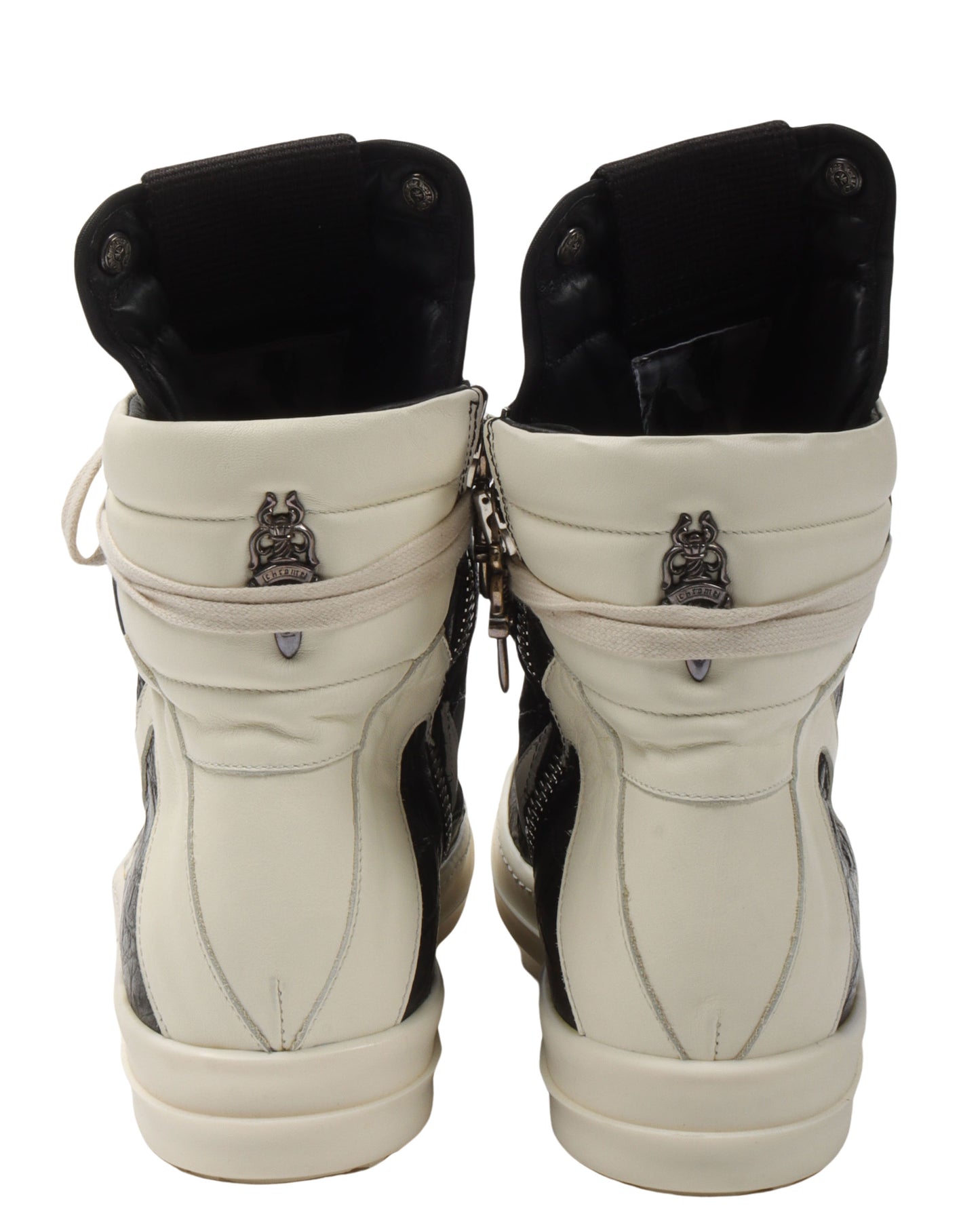 Rick Owens Crocodile Leather Geobasket Sneakers
